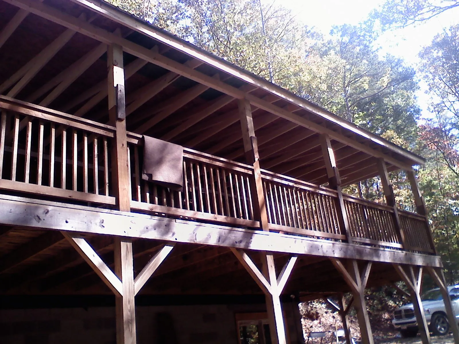 Timber framing under a new elevated porch and deck — Roof Leak Repair in Lavonia by Roofing Brothers